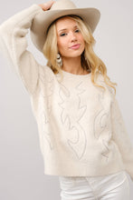 Load image into Gallery viewer, Candice boot stitch crew neck sweater (cream)