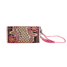 Load image into Gallery viewer, Pink Floral Hand tooled flap wallet
