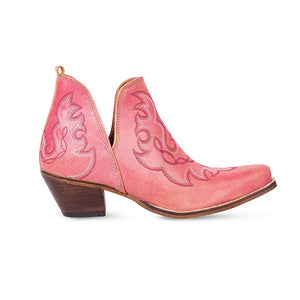 Pink Stitched Leather Boots