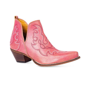 Pink Stitched Leather Boots