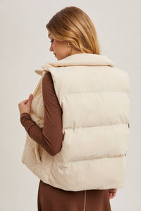 Cream corduroy puffer vest