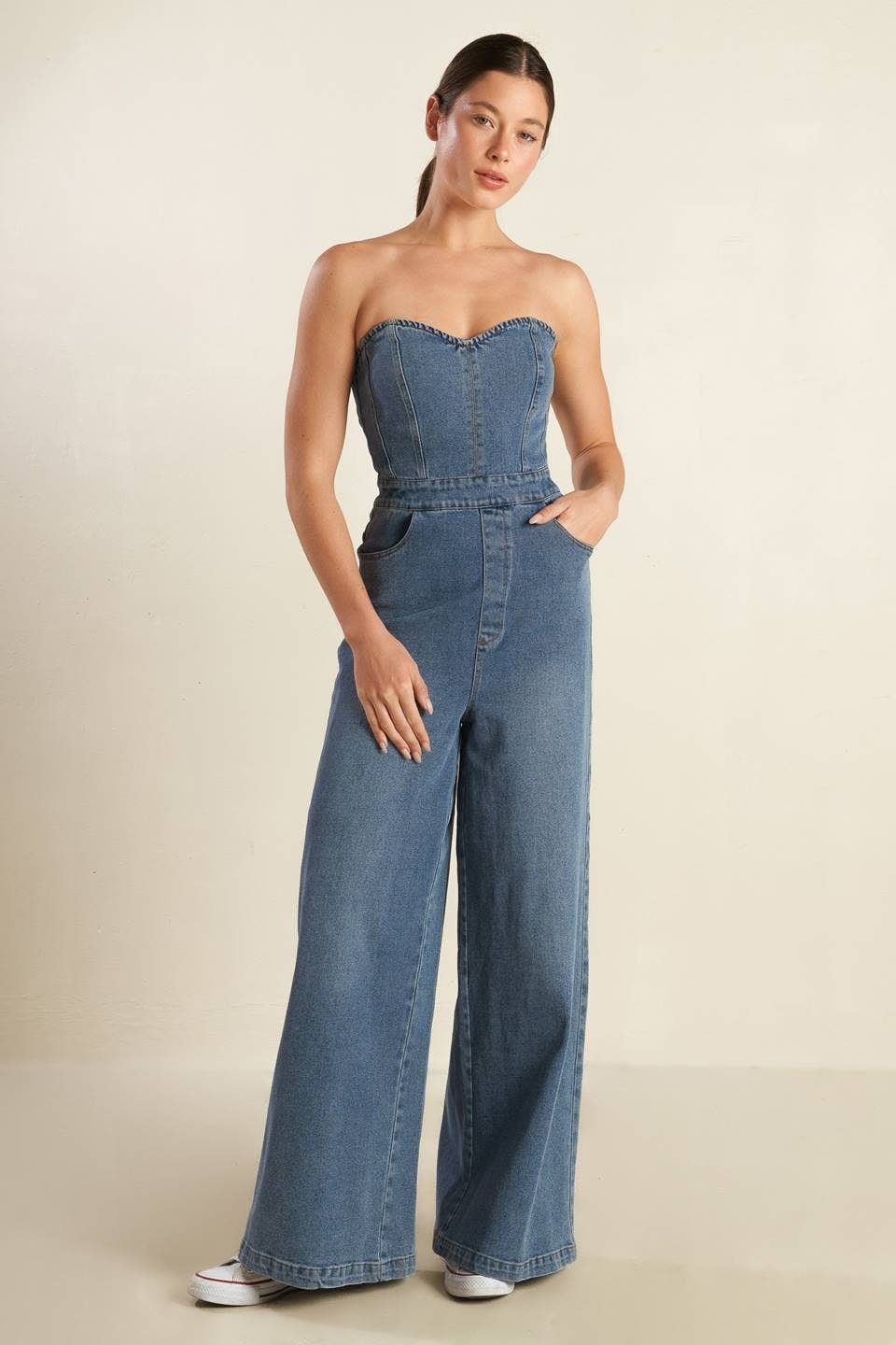 Danielle denim wide leg jumpsuit