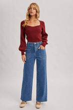 Load image into Gallery viewer, Chloe ribbed knit sweater top (wine)
