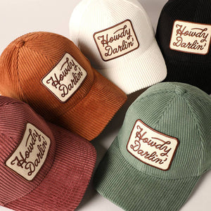 Howdy Darlin' Cream Embroidery Patch Corduroy Cap