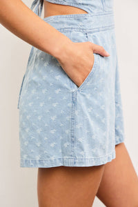 Jessie open back denim romper