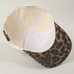 Howdy Darlin Embroidered Patch Leopard Brim Trucker Hat (cream)