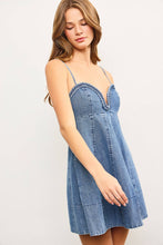 Load image into Gallery viewer, Hailey braided dark denim dress
