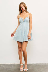 Hailey braided light denim dress