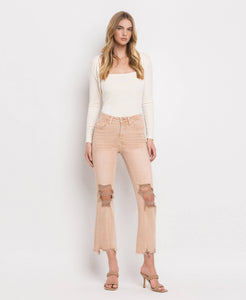 Sammie high rise distressed crop flare jeans