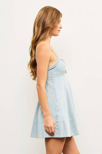 Hailey braided light denim dress