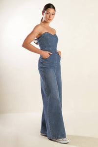 Danielle denim wide leg jumpsuit