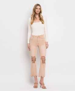 Sammie high rise distressed crop flare jeans