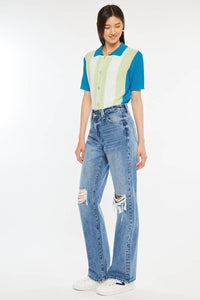 Tessa 90’s high rise criss cross straight jeans