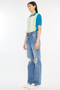 Tessa 90’s high rise criss cross straight jeans