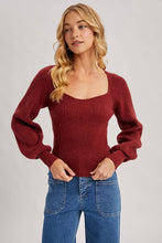 Load image into Gallery viewer, Chloe ribbed knit sweater top (wine)

