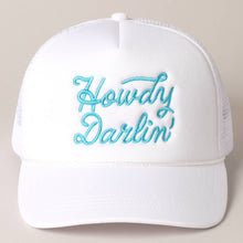 Load image into Gallery viewer, Howdy Darlin' Pink Embroidered Mesh Back Trucker Cap
