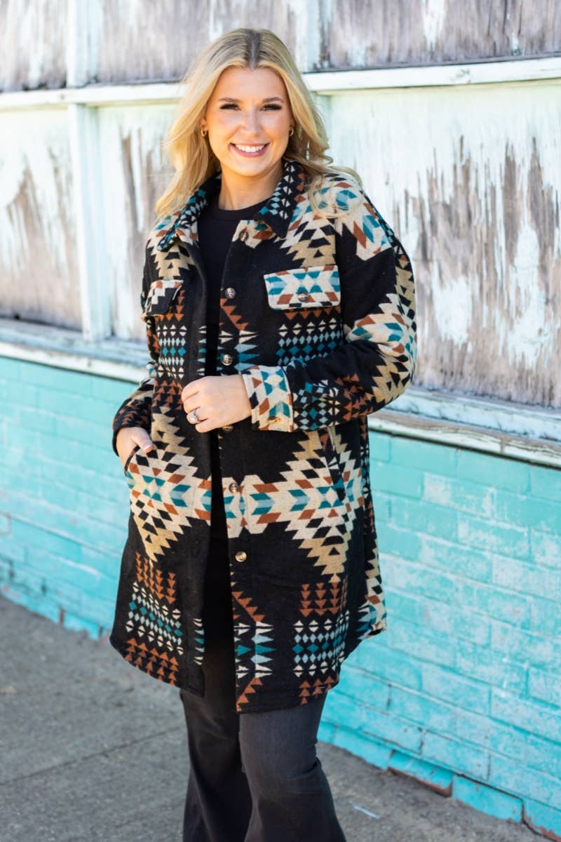 Brinley Aztec Coat (black)