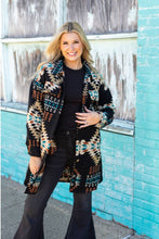 Load image into Gallery viewer, Brinley Aztec Coat (black)
