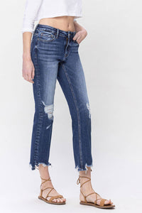 Dakota mid rise distressed crop flare jean