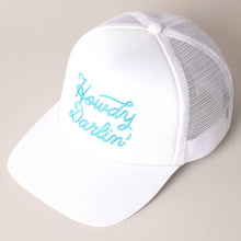 Load image into Gallery viewer, Howdy Darlin' Pink Embroidered Mesh Back Trucker Cap
