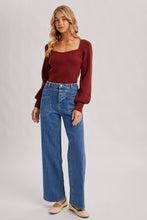 Load image into Gallery viewer, Chloe ribbed knit sweater top (wine)
