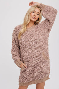 Taupe boucle sweater dress