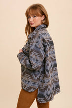 Load image into Gallery viewer, Elsie Aztec Print Shacket (charcoal)
