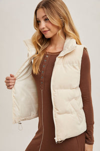 Cream corduroy puffer vest