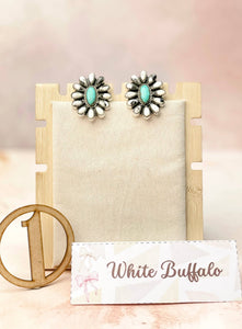 Clementine white buffalo & turquoise blossom earrings