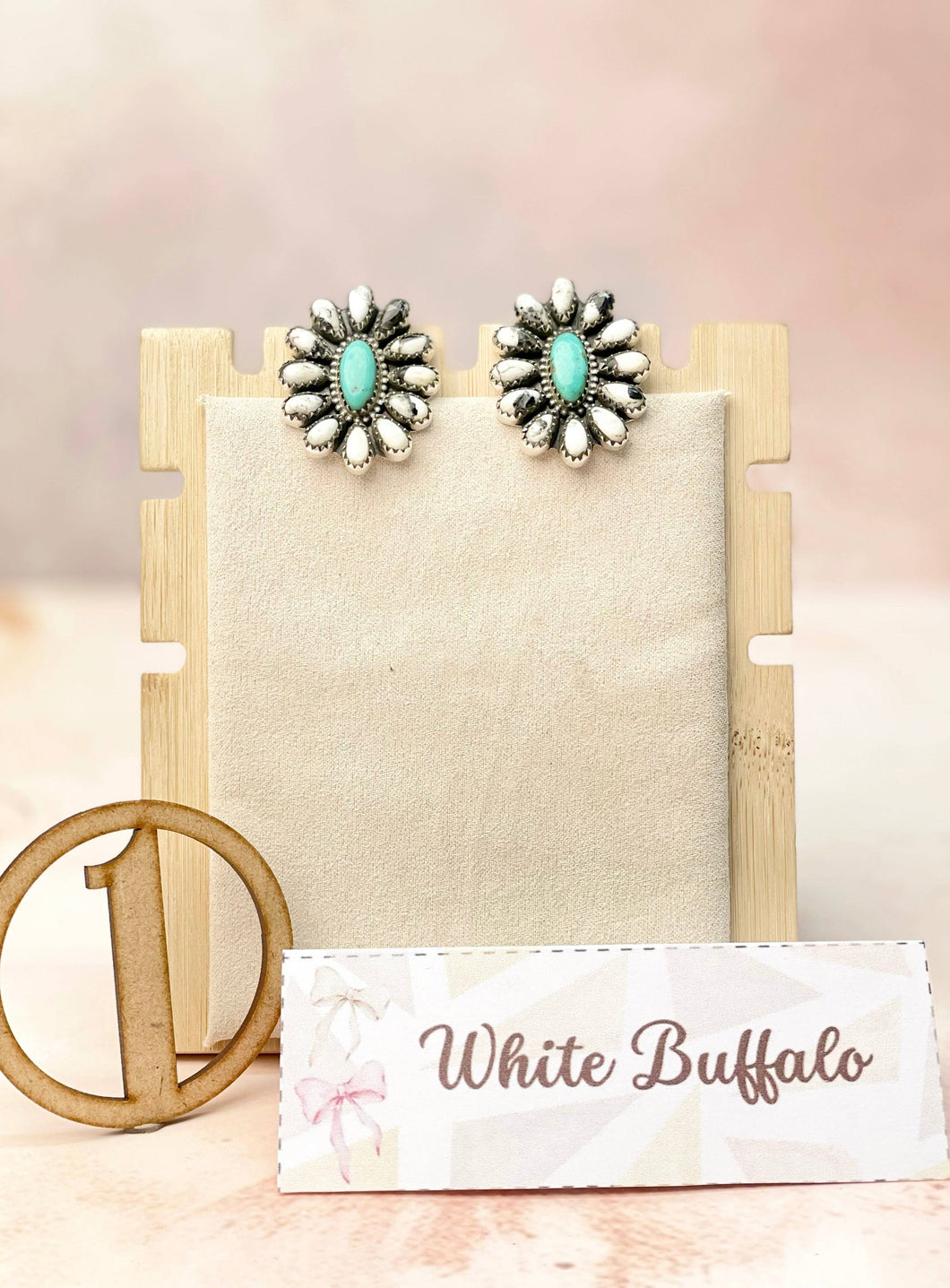 Clementine white buffalo & turquoise blossom earrings