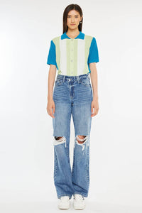 Tessa 90’s high rise criss cross straight jeans