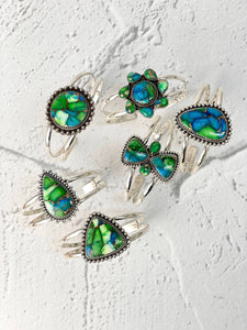 Lila Peacock Dahlia Slab Cuff Bracelet
