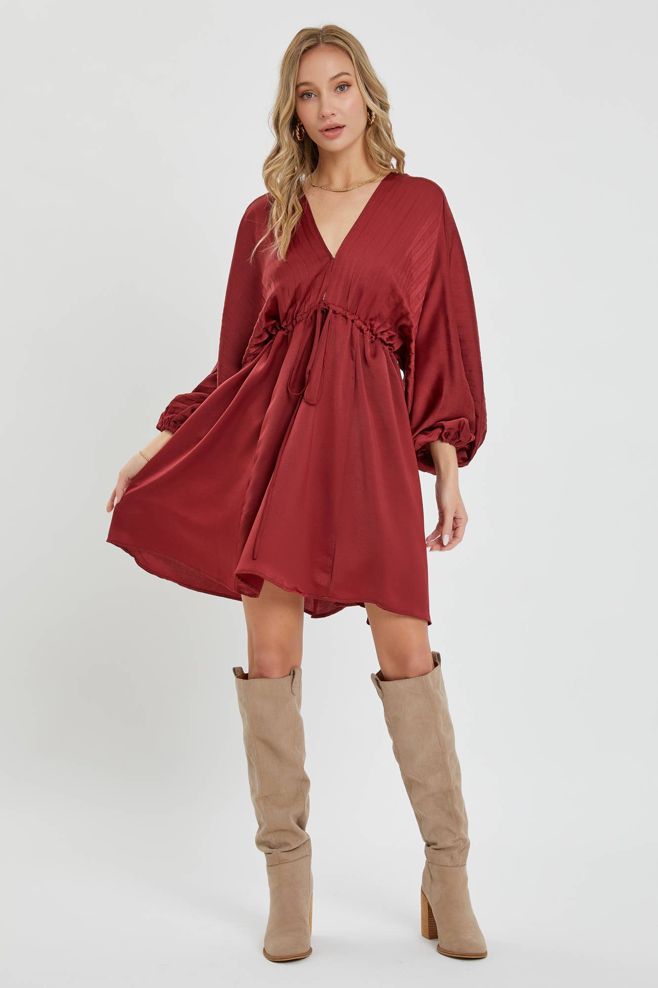 ruby satin dress Ruby Satin Dress with Scarf