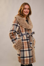 Load image into Gallery viewer, Fallon Faux Fur Plaid Coat
