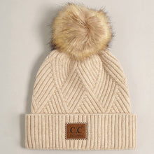 Load image into Gallery viewer, Heather Cuff Beanie with Pom-Pom (beige)
