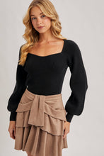 Load image into Gallery viewer, Chloe ribbed knit sweater top (black)
