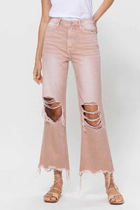 Leslie 90’s distressed relaxed fit crop flare jeans