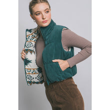 Load image into Gallery viewer, Fallon Reversible Corduroy/Aztec Print Puffer Vest (cream)
