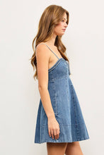 Load image into Gallery viewer, Hailey braided dark denim dress
