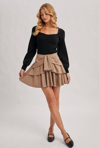 Chloe ribbed knit sweater top (black)