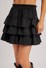 Load image into Gallery viewer, Kendall faux suede ruffle skirt (black)
