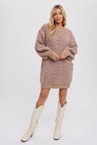 Taupe boucle sweater dress