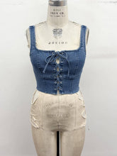 Load image into Gallery viewer, Laci Denim Corset Crop Top
