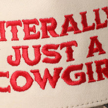Load image into Gallery viewer, LITERALLY JUST A COWGIRL Leopard Trucker Hat
