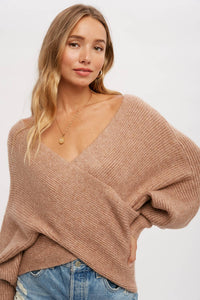 Maribel cross knit sweater (Ruby)