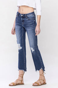 Dakota mid rise distressed crop flare jean