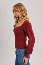 Load image into Gallery viewer, Chloe ribbed knit sweater top (wine)
