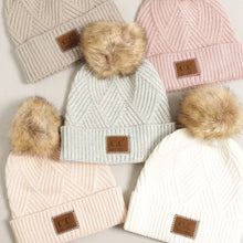 Load image into Gallery viewer, Heather Cuff Beanie with Pom-Pom (white)
