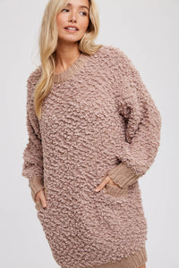 Taupe boucle sweater dress