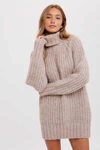 Taupe Chunky knit sweater dress